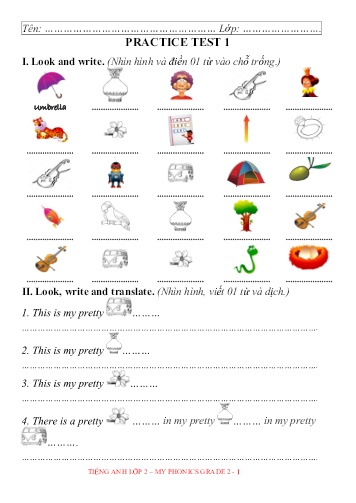 Bài tập ôn tập môn Tiếng Anh Lớp 2 (My phonics) - Trường TH, THCS&THPT Sao Việt