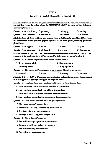 Đề ôn thi THPT Quốc Gia năm học 2017-2018 môn Tiếng Anh - Test 3 - Trường THPT Lê Hoàn (Có đáp án)