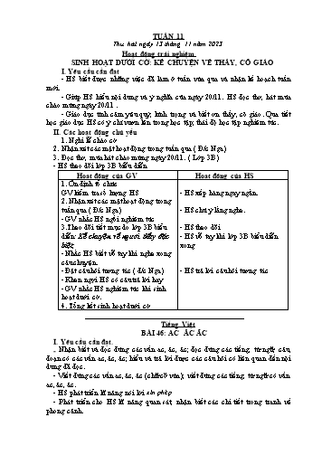 Giáo án các môn Khối 1 - Tuần 11 - Năm học 2023-2024 - Trần Thị Tú Uyên