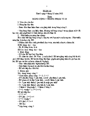 Giáo án các môn Khối 1 - Tuần 13 - Năm học 2021-2022 - Trần Thị Tú Uyên