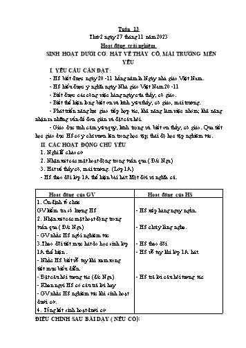 Giáo án các môn Khối 1 - Tuần 13 - Năm học 2023-2024 - Trần Thị Tú Uyên