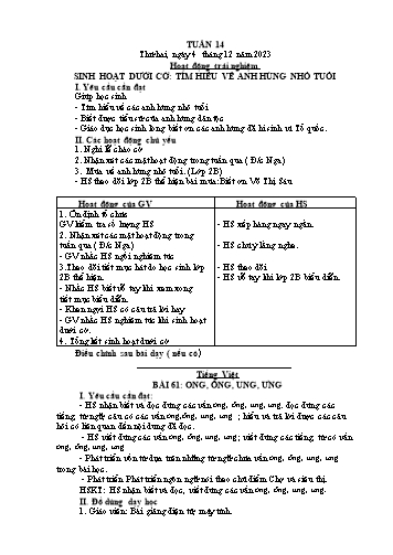 Giáo án các môn Khối 1 - Tuần 14 - Năm học 2023-2024 - Trần Thị Tú Uyên