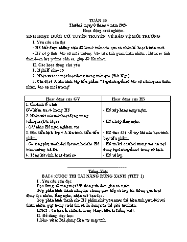 Giáo án các môn Khối 1 - Tuần 30 - Năm học 2023-2024 - Trần Thị Tú Uyên