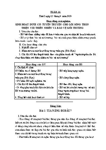 Giáo án các môn Khối 1 - Tuần 31 - Năm học 2023-2024 - Trần Thị Tú Uyên