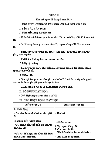 Giáo án các môn Lớp 1 - Tuần 0 - Năm học 2023-2024 - Nguyễn Thị Thu Hà