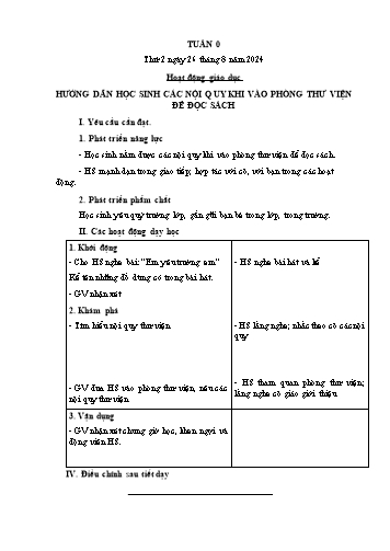 Giáo án các môn Lớp 1 - Tuần 0 - Năm học 2024-2025 - Nguyễn Thị Thu Hà