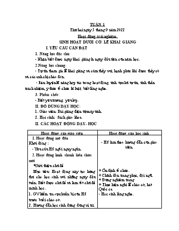 Giáo án các môn Lớp 1 - Tuần 1 - Năm học 2022-2023 - Nguyễn Thị Thu Hà