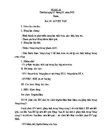 Giáo án các môn Lớp 1 - Tuần 10 - Năm học 2021-2022 - Nguyễn Thị Thu Hà