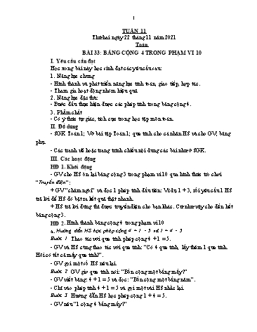 Giáo án các môn Lớp 1 - Tuần 11 - Năm học 2021-2022 - Nguyễn Thị Thu Hà