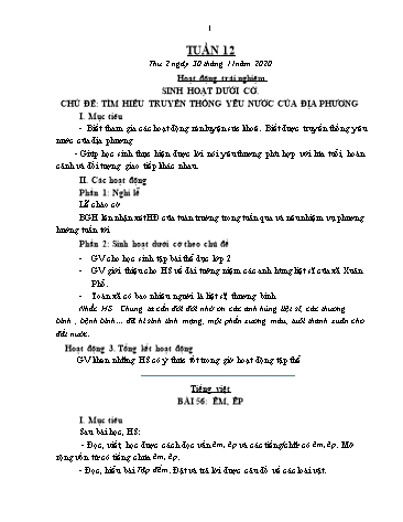 Giáo án các môn Lớp 1 - Tuần 12 - Năm học 2020-2021 - Trần Thị Tú Uyên