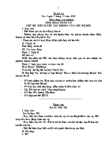 Giáo án các môn Lớp 1 - Tuần 13 - Năm học 2020-2021 - Trần Thị Tú Uyên