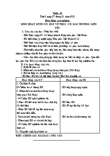 Giáo án các môn Lớp 1 - Tuần 13 - Năm học 2023-2024 - Nguyễn Thị Thu Hà
