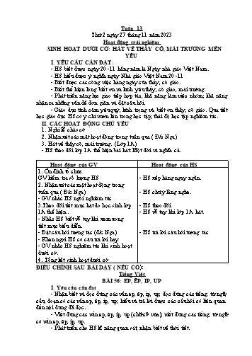 Giáo án các môn Lớp 1 - Tuần 13 - Năm học 2023-2024 - Trần Thị Tú Uyên