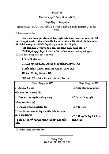 Giáo án các môn Lớp 1 - Tuần 13 - Năm học 2024-2025 - Trần Thị Trang