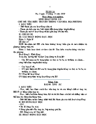 Giáo án các môn Lớp 1 - Tuần 14 - Năm học 2020-2021 - Trần Thị Tú Uyên