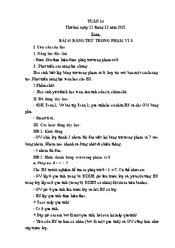 Giáo án các môn Lớp 1 - Tuần 14 - Năm học 2021-2022 - Trần Thị Tú Uyên