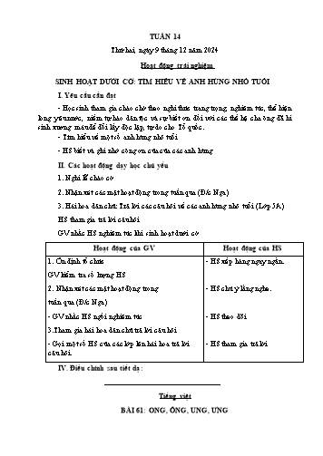 Giáo án các môn Lớp 1 - Tuần 14 - Năm học 2024-2025 - Trần Thị Trang