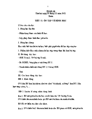 Giáo án các môn Lớp 1 - Tuần 15 - Năm học 2021-2022 - Nguyễn Thị Thu Hà