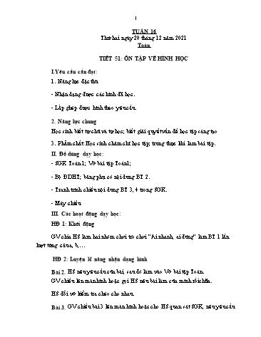 Giáo án các môn Lớp 1 - Tuần 15 - Năm học 2021-2022 - Trần Thị Tú Uyên
