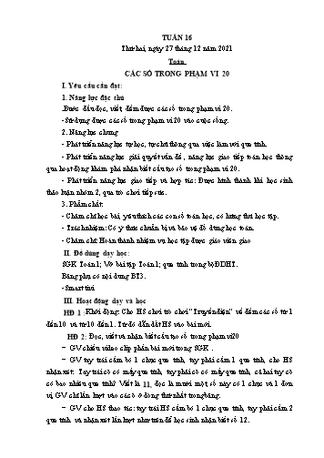 Giáo án các môn Lớp 1 - Tuần 16 - Năm học 2021-2022 - Trần Thị Tú Uyên