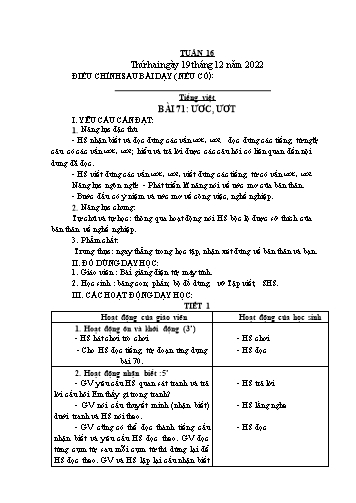Giáo án các môn Lớp 1 - Tuần 16 - Năm học 2022-2023 - Nguyễn Thị Thu Hà