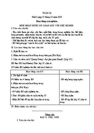 Giáo án các môn Lớp 1 - Tuần 16 - Năm học 2024-2025 - Trần Thị Trang