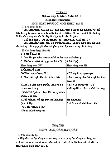 Giáo án các môn Lớp 1 - Tuần 17 - Năm học 2024-2025 - Trần Thị Trang