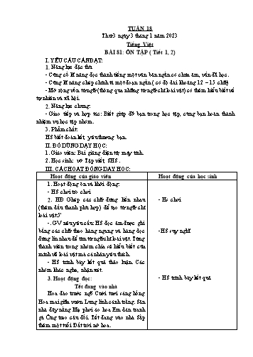 Giáo án các môn Lớp 1 - Tuần 18 - Năm học 2022-2023 - Nguyễn Thị Thu Hà