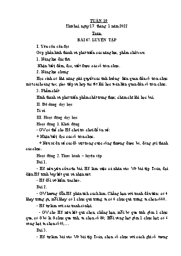 Giáo án các môn Lớp 1 - Tuần 19 - Năm học 2021-2022 - Nguyễn Thị Thu Hà