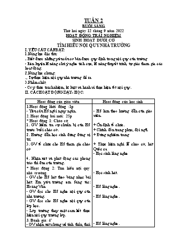 Giáo án các môn Lớp 1 - Tuần 2 - Năm học 2022-2023 - Trần Thị Tú Uyên