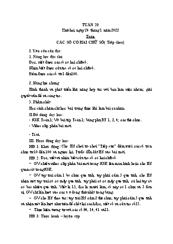 Giáo án các môn Lớp 1 - Tuần 20 - Năm học 2021-2022 - Nguyễn Thị Thu Hà