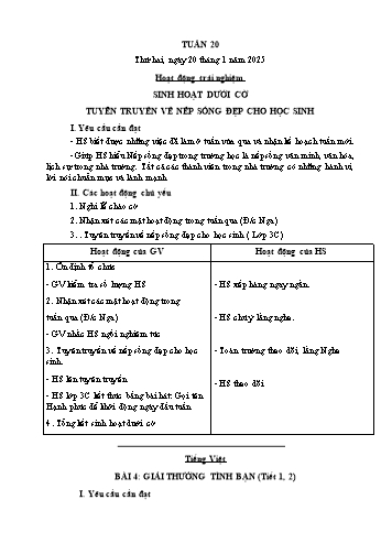 Giáo án các môn Lớp 1 - Tuần 20 - Năm học 2024-2025 - Nguyễn Thị Thu Hà