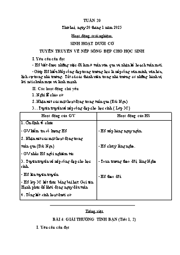 Giáo án các môn Lớp 1 - Tuần 20 - Năm học 2024-2025 - Trần Thị Trang