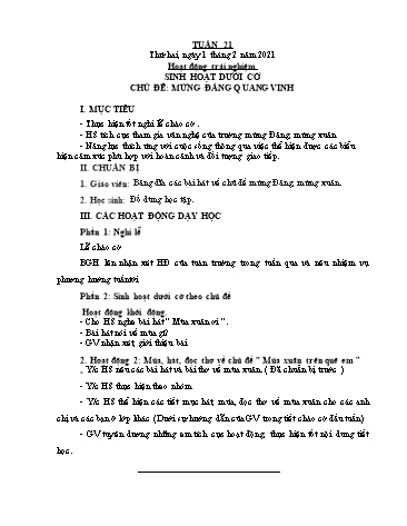 Giáo án các môn Lớp 1 - Tuần 21 - Năm học 2020-2021 - Nguyễn Thị Thu Hà