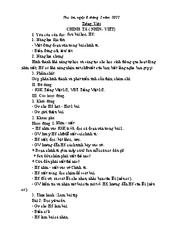 Giáo án các môn Lớp 1 - Tuần 21 - Năm học 2021-2022 - Nguyễn Thị Thu Hà