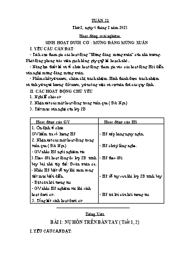 Giáo án các môn Lớp 1 - Tuần 21 - Năm học 2022-2023 - Nguyễn Thị Thu Hà