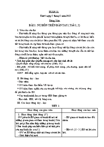 Giáo án các môn Lớp 1 - Tuần 21 - Năm học 2024-2025 - Nguyễn Thị Thu Hà