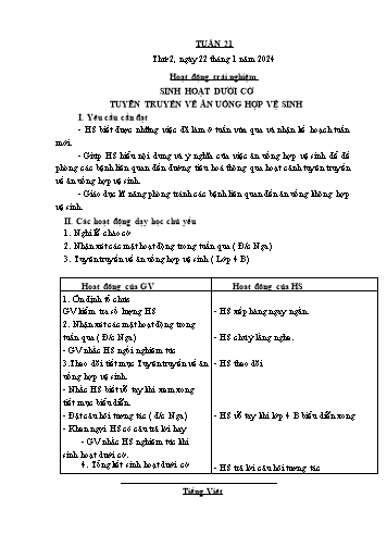 Giáo án các môn Lớp 1 - Tuần 21 - Năm học 2024-2025 - Trần Thị Trang