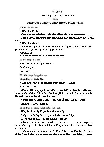 Giáo án các môn Lớp 1 - Tuần 23 - Năm học 2021-2022 - Nguyễn Thị Thu Hà