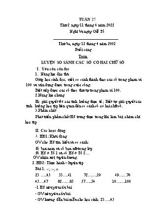 Giáo án các môn Lớp 1 - Tuần 27 - Năm học 2021-2022 - Trần Thị Tú Uyên