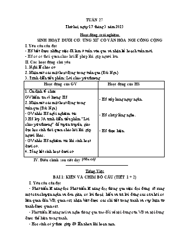 Giáo án các môn Lớp 1 - Tuần 27 - Năm học 2024-2025 - Trần Thị Trang