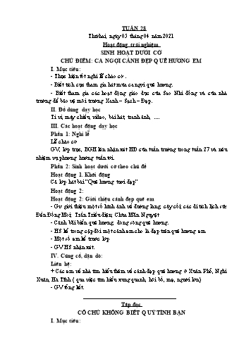 Giáo án các môn Lớp 1 - Tuần 28 - Năm học 2020-2021 - Nguyễn Thị Thu Hà