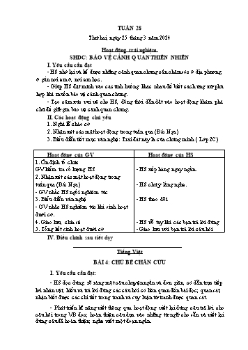 Giáo án các môn Lớp 1 - Tuần 28 - Năm học 2023-2024 - Nguyễn Thị Thu Hà