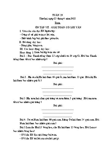 Giáo án các môn Lớp 1 - Tuần 29 - Năm học 2021-2022 - Nguyễn Thị Thu Hà
