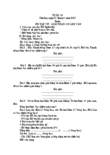 Giáo án các môn Lớp 1 - Tuần 29 - Năm học 2021-2022 - Trần Thị Tú Uyên