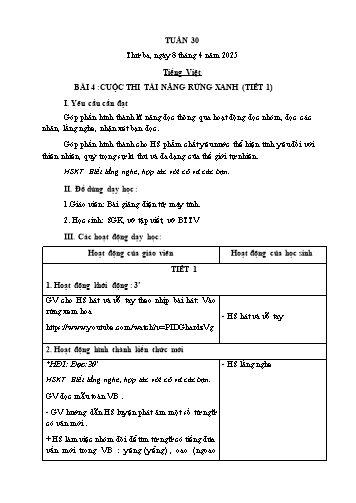 Giáo án các môn Lớp 1 - Tuần 30 - Năm học 2024-2025 - Nguyễn Thị Thu Hà
