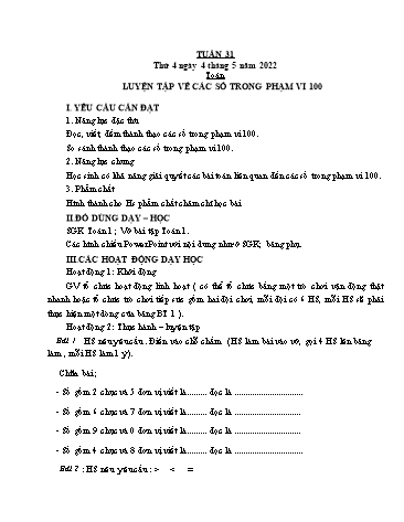 Giáo án các môn Lớp 1 - Tuần 31 - Năm học 2021-2022 - Trần Thị Tú Uyên