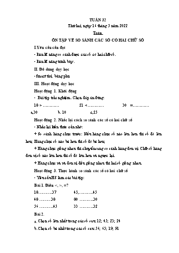 Giáo án các môn Lớp 1 - Tuần 32 - Năm học 2021-2022 - Nguyễn Thị Thu Hà