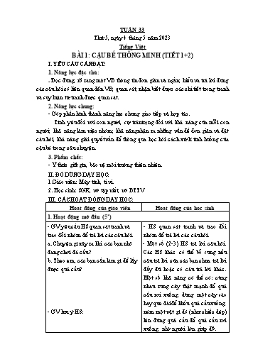 Giáo án các môn Lớp 1 - Tuần 33 - Năm học 2022-2023 - Nguyễn Thị Thu Hà