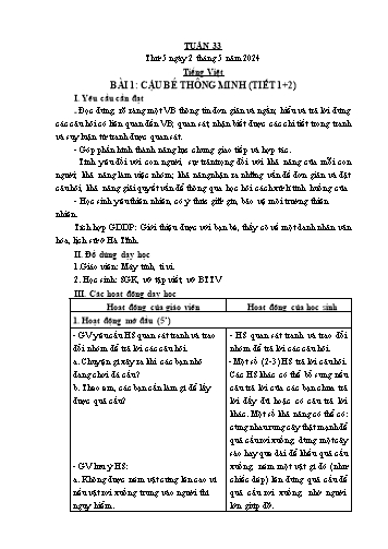Giáo án các môn Lớp 1 - Tuần 33 - Năm học 2023-2024 - Nguyễn Thị Thu Hà